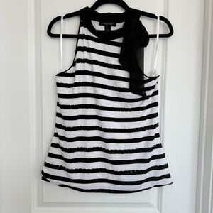 WHITE HOUSE BLACK MARKET | striped halter top with tie detail
